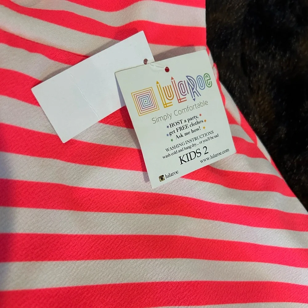 LuLaRoe Kids Cassie Skirt Size 2 Pink White Striped NWT